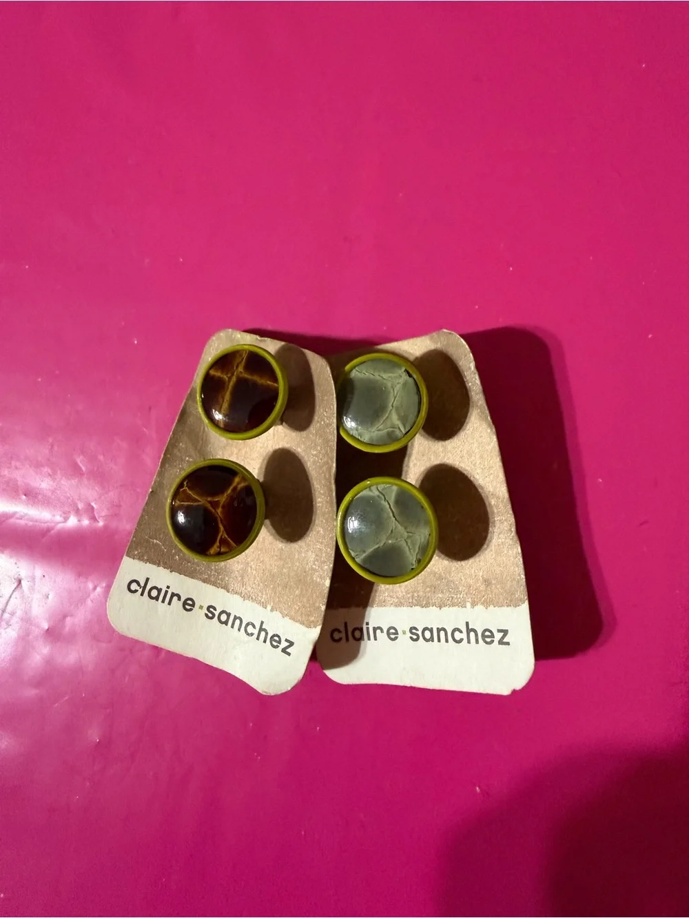 Cuff Links Olive and Brown Stone Dome Cuff links- Claire·Sanchez Designer